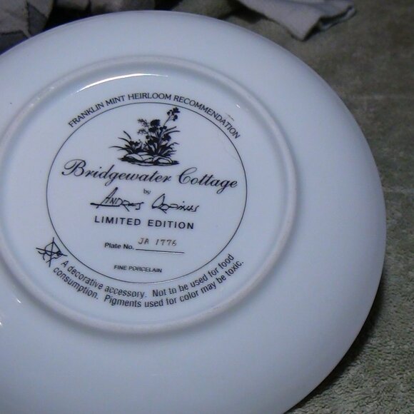 Franklin Mint “Bridgewater Cottage” L.E. Porcelain 8" Plate By Andres Orpinas - Picture 8 of 11